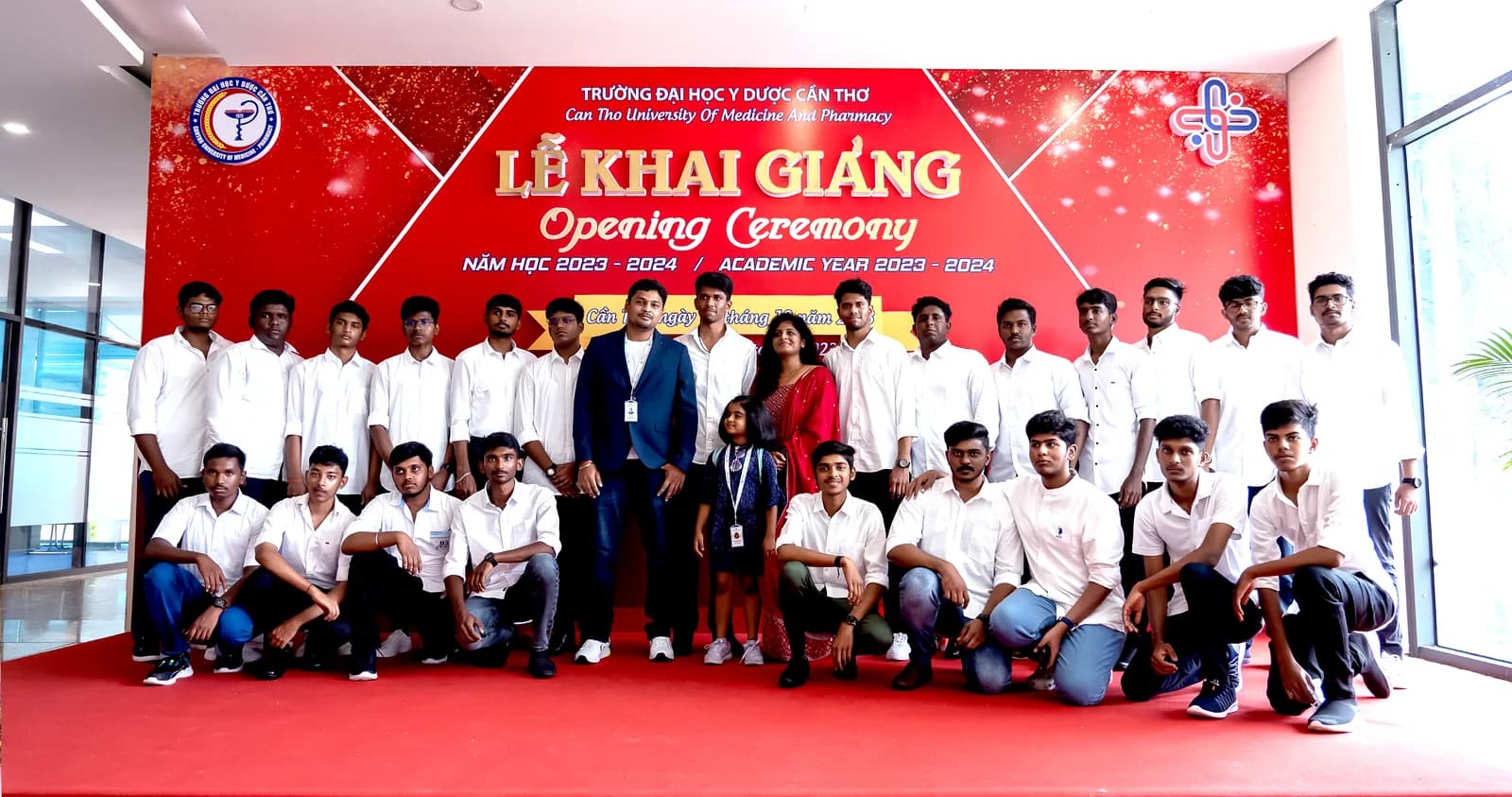 Indian MBBS student batch during White Coat Ceremony and campus induction at Can Tho University of Medicine and Pharmacy (CTUMP)
