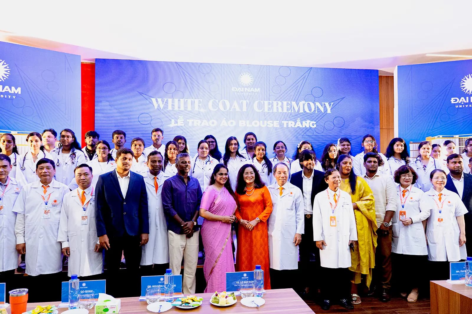 Indian MBBS student batch during White Coat Ceremony and campus induction at Dai Nam University (Dai Nam)