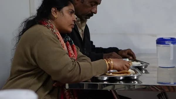 Indian students dining together at university mess